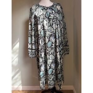 Lane boho‎ Womens Floral Print Long Sleeve Midi Dress Size 20 Black Green Blue